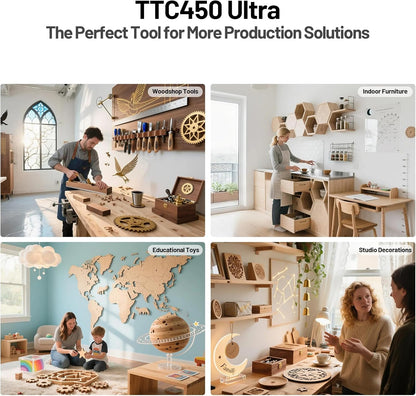 Twotrees TTC450 Ultra 500W CNC freesmachine, schakelbaar tussen CNC en lasergraveermodus, met 3,5 inch touchscreen-controller, CNC-graveermachine voor metaal, aluminium, hout, acryl, MDF