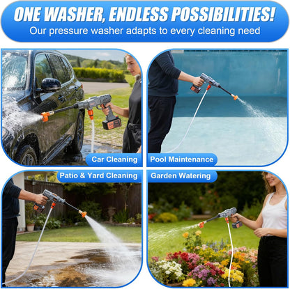Hogedrukreiniger – Accu Hogedrukspuit – Drukreiniger – Draagbare Waterreiniger – 6-in-1 Sproeimondstuk – 32V 2,6 Ah Accu – 700 Psi (48 Bar) Maximale Druk