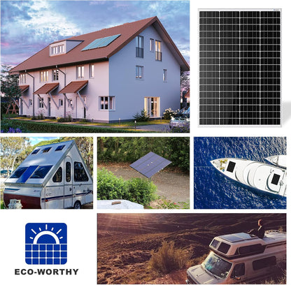 ECO-WORTHY 340W 12 Volt Monocrystalline Solar Panels, 2pcs 170W Solar Panels Suitable for RV, Garden, RV, Motorhome, Charging 12V Battery - QUORE