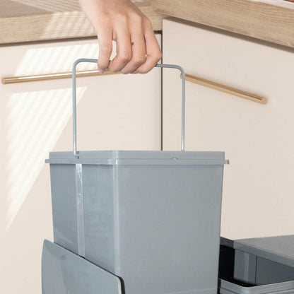 Nisorpa Trek Keuken Afvalbak 10L + 20L Recycling Keuken Kast Kast Vuilnisbakken Afvalcontainers Sluit Vuilnisbak met twee compartimenten voor Afval Sorteren 480x260x418mm Grijs