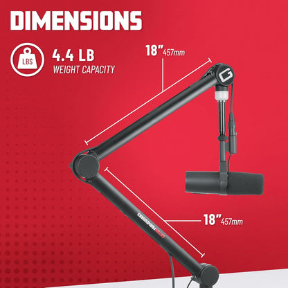 Gator Frameworks Professionele Desktop Broadcast/Podcast Microfoon Boom Stand met On-Air Indicator Licht (GFWMICBCBM4000)