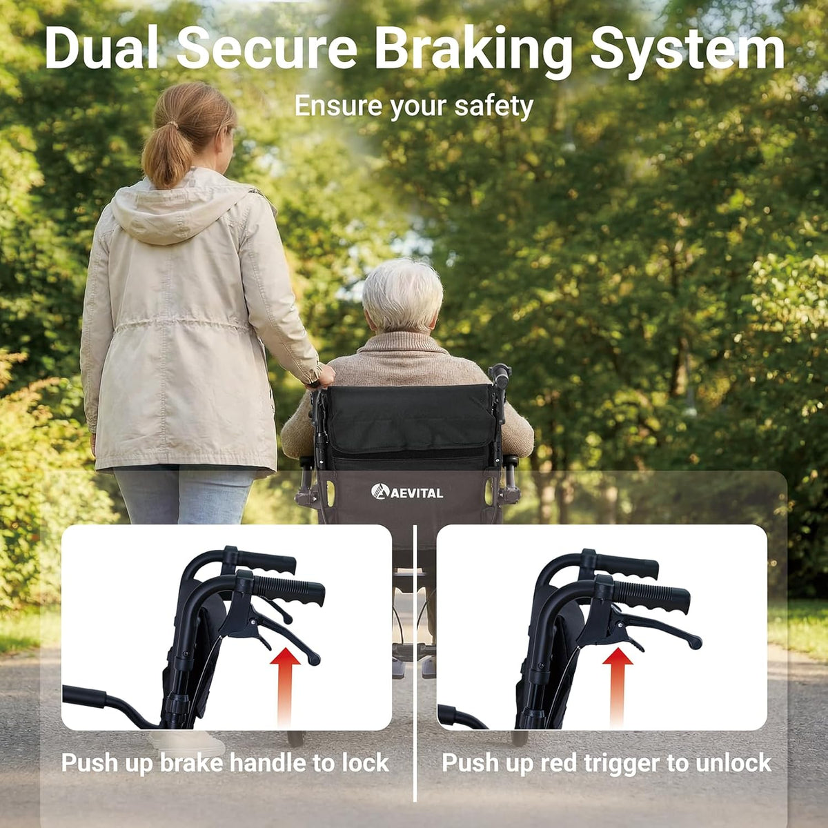 Rolstoel, opvouwbaar, licht, smalle transportrolstoel met verstelbare hoogte, ergonomische handgrepen en 360° wielen, geschikt voor woning en onderweg (Black)