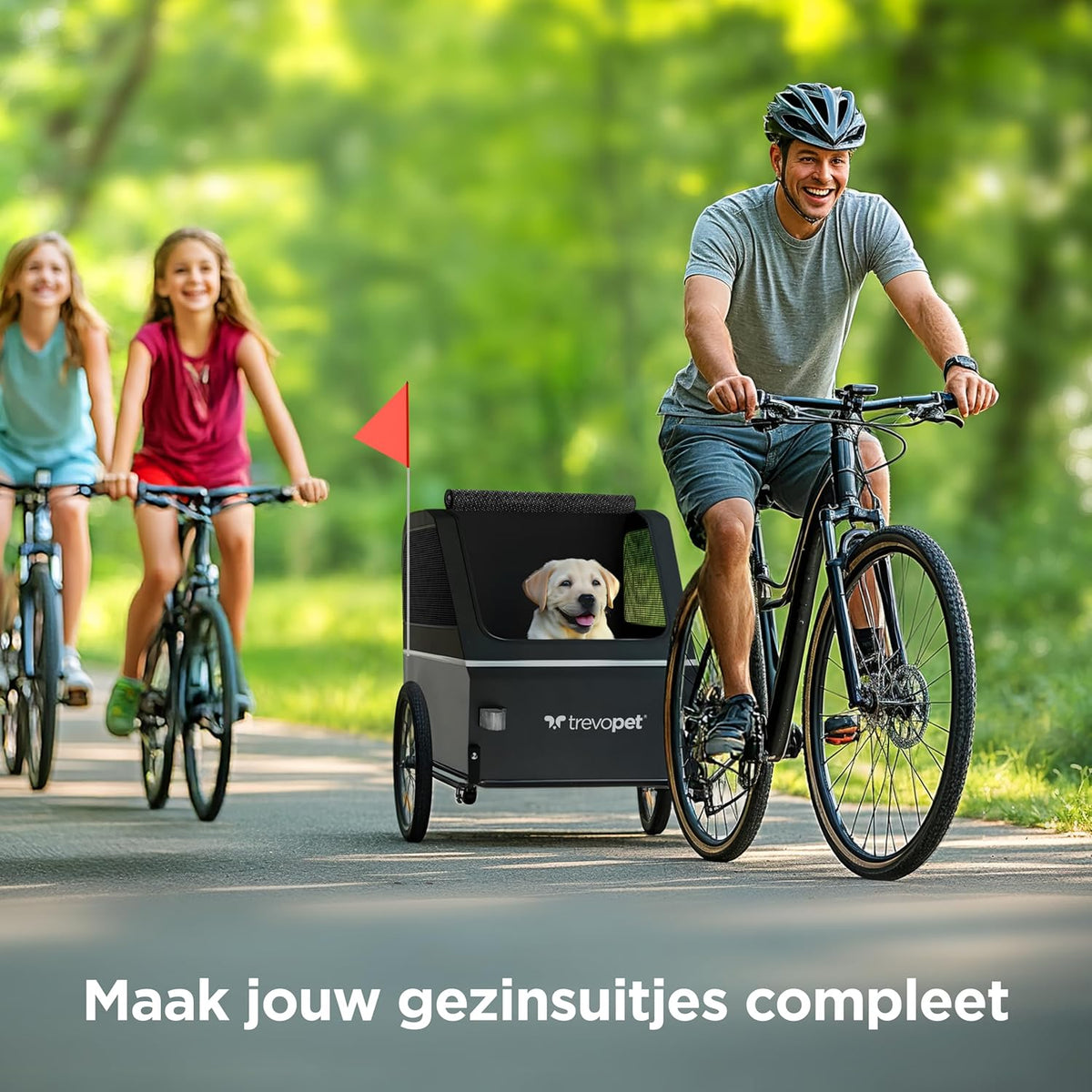 Hondenfietskar XL – Opvouwbare fietskar voor grote hond (tot 45 kg) – Waterdicht, met vering, oprijplaat & comfortabele ruimte – Geschikt voor e-bike