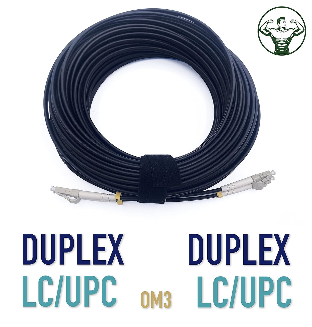 Elfcam® - Gepantserde staalvezel optische kabel voor buiten en binnen LC/UPC naar LC/UPC OM3 Multimode Duplex 50/125um Zwart (300M)