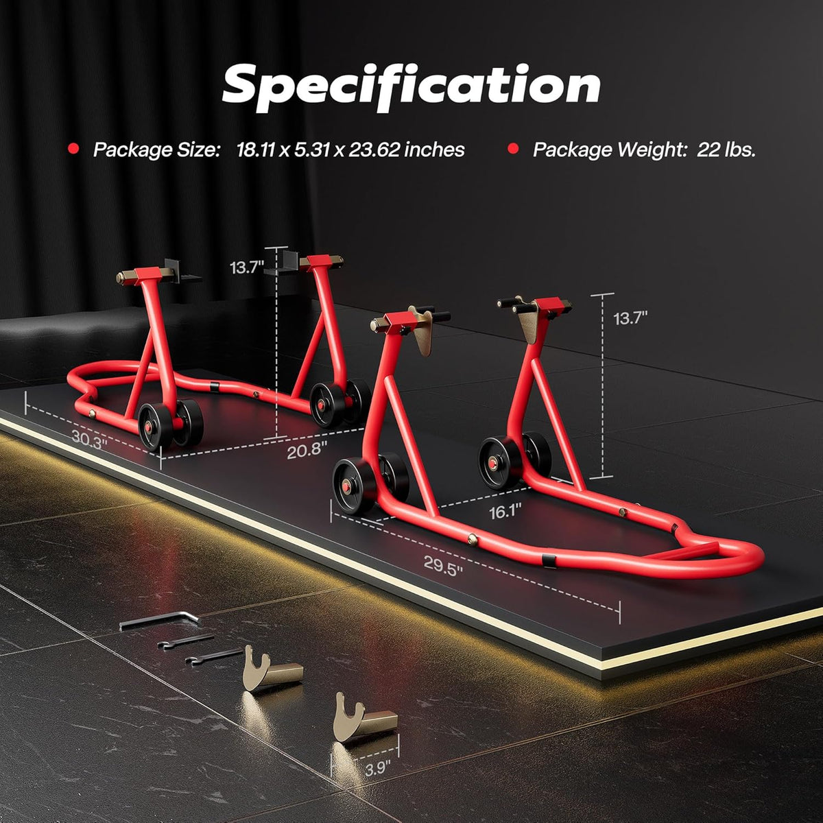 SPECSTAR Motorfietsstandaards 400kg Capaciteit Voor en Achterwielen Liftcombinatie met U+L Verstelbare Swingarmspoel Zware Paddock