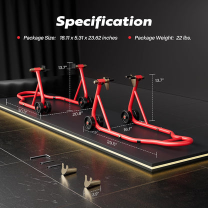 SPECSTAR Motorfietsstandaards 400kg Capaciteit Voor en Achterwielen Liftcombinatie met U+L Verstelbare Swingarmspoel Zware Paddock