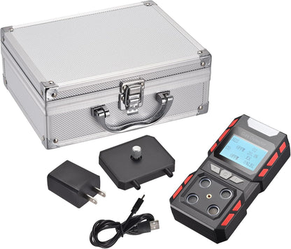 Upgrade Nieuw Model Draagbare Voice Type Multi Gas Detectoren, Handheld Luchtkwaliteit 4 Gas Monitor met Groot Digitaal LCD Display, Oplaadbare Lithium Batterij Aangedreven (Zwart)