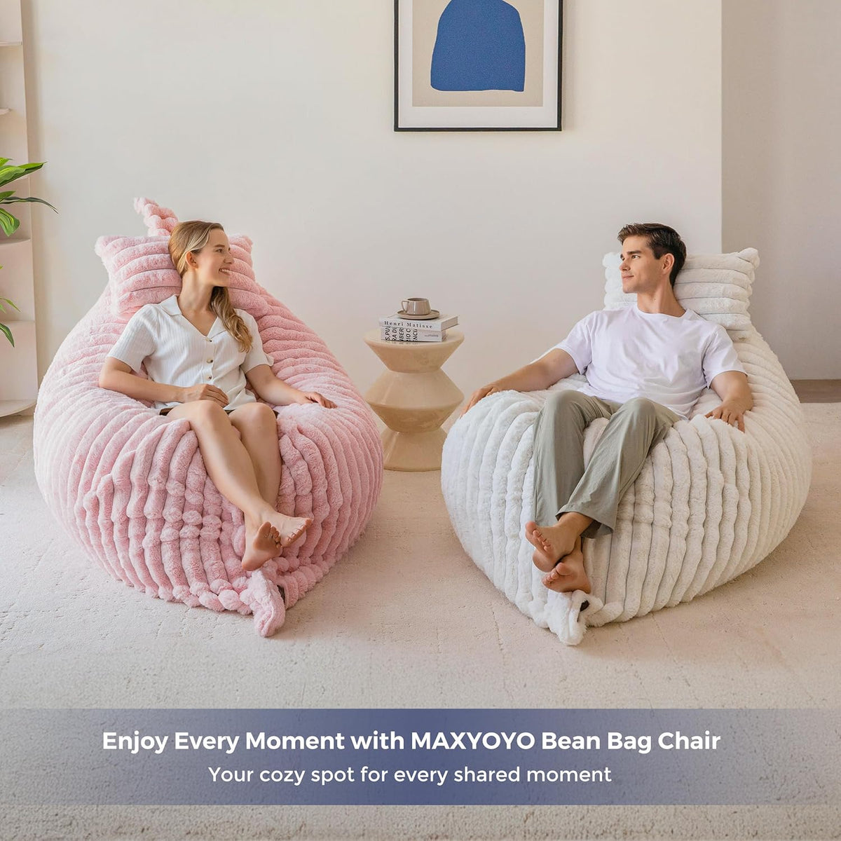 MAXYOYO Zitzak XXL, vacht-gamingstoel voor volwassenen en kinderen, enorme beanbag met pluizige schuimvulling voor woonkamer, slaapkamer, 137 x 190 cm