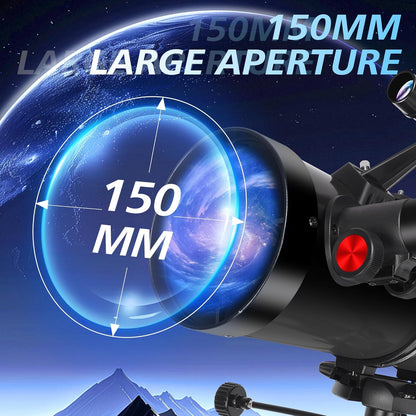 Reflector telescoop 150EQ voor volwassenen en beginners, professionele astronomische telescoop met equatoriaal frame, smartphonehouder, statief, stofhoes en draagtas