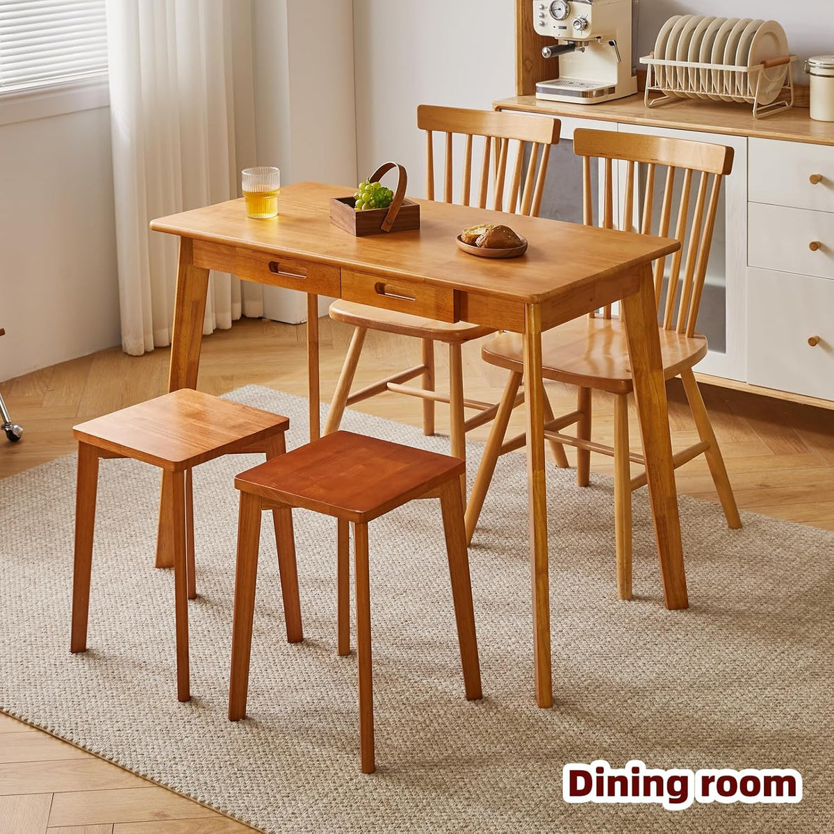 Wood Writing Desk met Lade en Hangende Staaf, Kleine Computerbureautafel, 39x20x30inch Werkbureau, Studiebureau, Kleine Houten Eettafel Kersenhout Kleur YD-WD01N