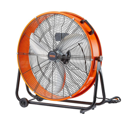 VEVOR Trommelventilator, industriële werkplaatsventilator, 609 mm, 3 snelheden, 8700 CFM, met instelbare helling, 360 graden, industriële ventilator voor magazijn, werkplaats