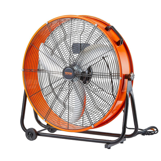 VEVOR Trommelventilator, industriële werkplaatsventilator, 609 mm, 3 snelheden, 8700 CFM, met instelbare helling, 360 graden, industriële ventilator voor magazijn, werkplaats
