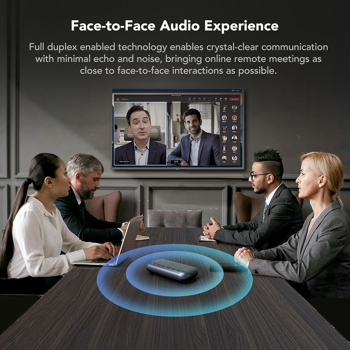 Nuroum A35 conferentieluidspreker en microfoon, AI-aangedreven ruisonderdrukking, 32 kHZ 13 ft Voice Pickup/Daisy Chain, Bluetooth/USB handsfree, compatibel met Zoom/Teams/Google Meet
