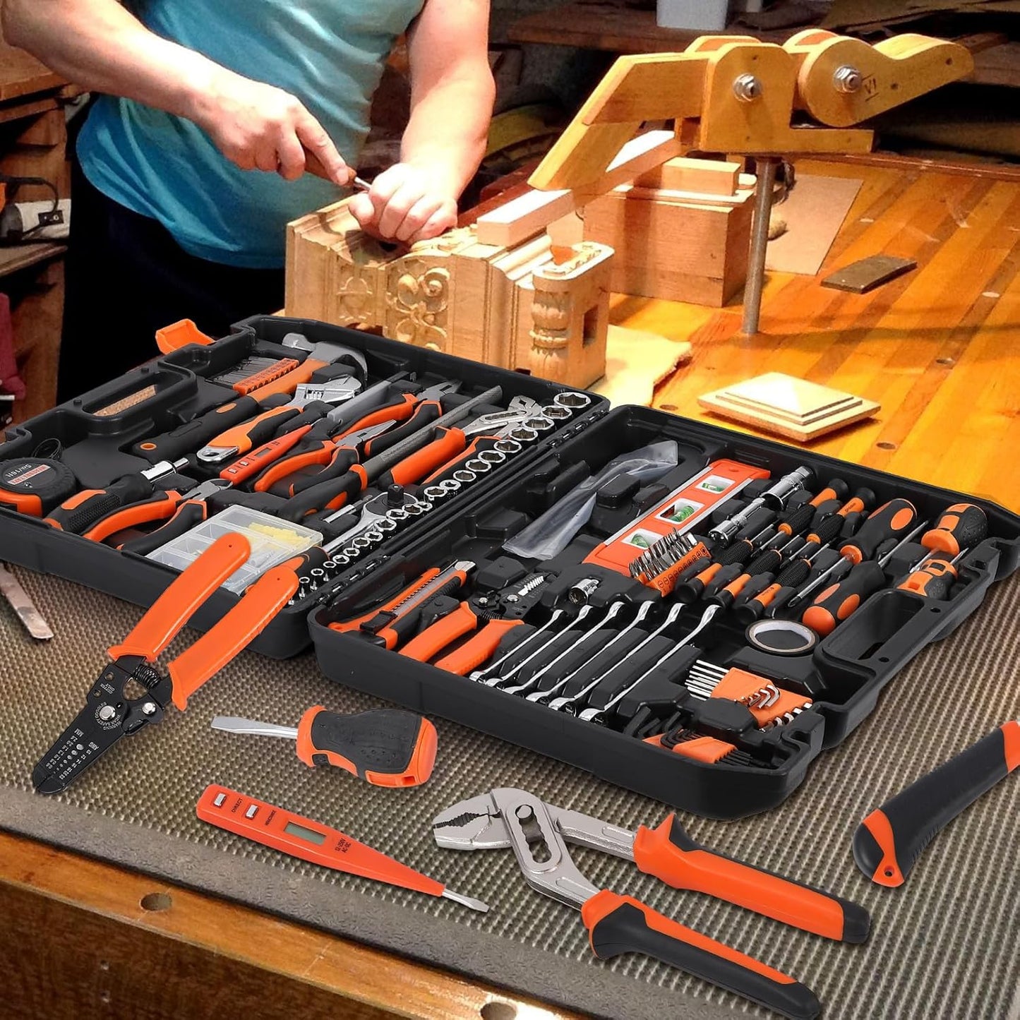 Garvee 236-delige gereedschapsset, Auto Reparatie Tool Combinatie Pakket, Socket Wrench Mixed Tool Set Hand Tool Kit met Plastic Toolbox Opbergkoffer, Complete Huishoudelijke Gereedschapskist met