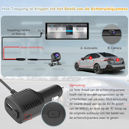 Carpuride W903S Draagbare Draadloze CarPlay & Android Auto met Dash Cam - HD IPS-Scherm, 4K-Frontcamera + 1080P-Achtercamera + 1080P-Infraroodcamera, Loop-Opname, Bluetooth, GPS, Siri, Muziek