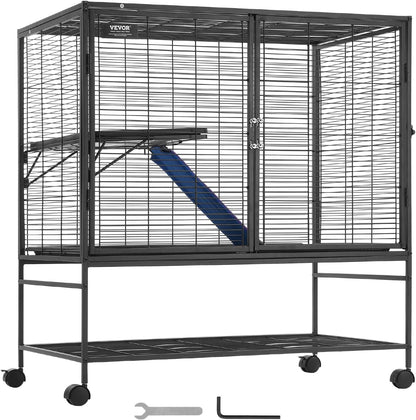 4-Laags Metalen Kooi Voor Fretten -  Geschikt Voor Ratten, Hamsters, Cavia's en Chinchilla's - 92 cm x 58 cm x 100 cm