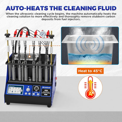 Mr Cartool Ultrasone Inspuitmondreiniger en Tester met 6 Cilinders voor GDI EFI FSI Inspuitmond Auto Brandstof Inspuitmondreiniger Tester voor Voertuigen Motorfiets Brandstof Reinigingsgereedschap