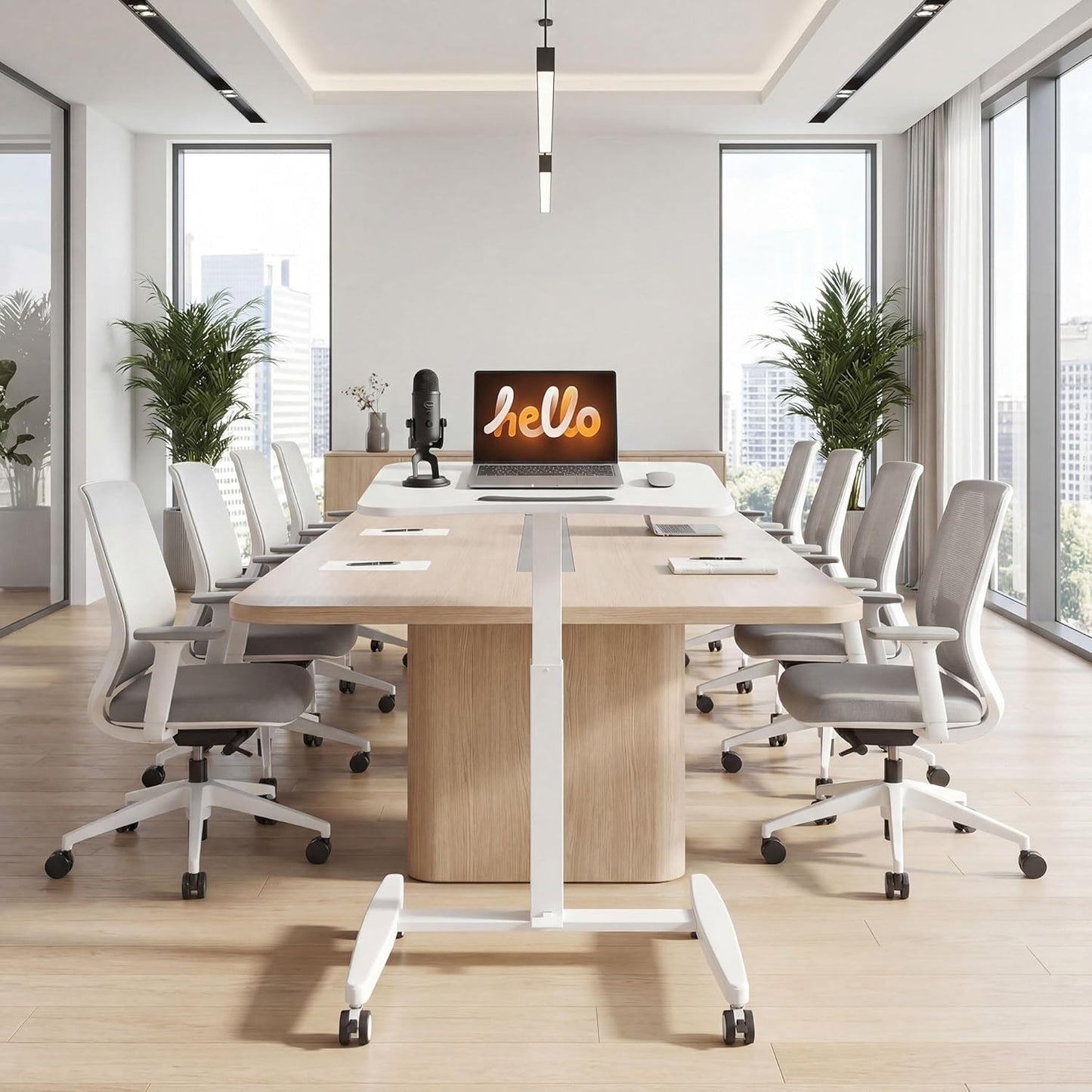 Laptoptafeltje – Verstelbaar Bureau – Mobiele Computertafel – Zit-Sta Werkplek – Kantelbaar Tafelblad – Pneumatische Hoogteverstelling 75-114 cm – Compact 60,5x52 cm Wit