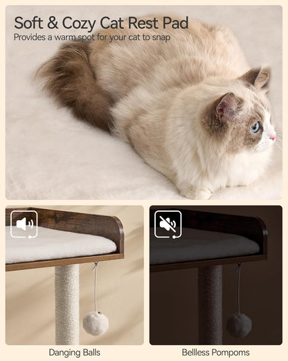 Kattenboom – Krabpaal – Kattenmeubel – Klimpaal – Kattenhuis – 111 cm Hoog – Stevige Houten Basis
