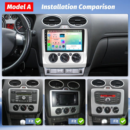 Hikity 4G 64G 8Core Android13 Car Stereo voor Ford Focus Mk2 Mk3 Exi MT 2 3 2004-2011 Carplay Draadloze Android Auto 9'' Radio met GPS Bluetooth WiFi RDS DSP 3 Gedeelde Scherm SWC Achteruitkijkcamera