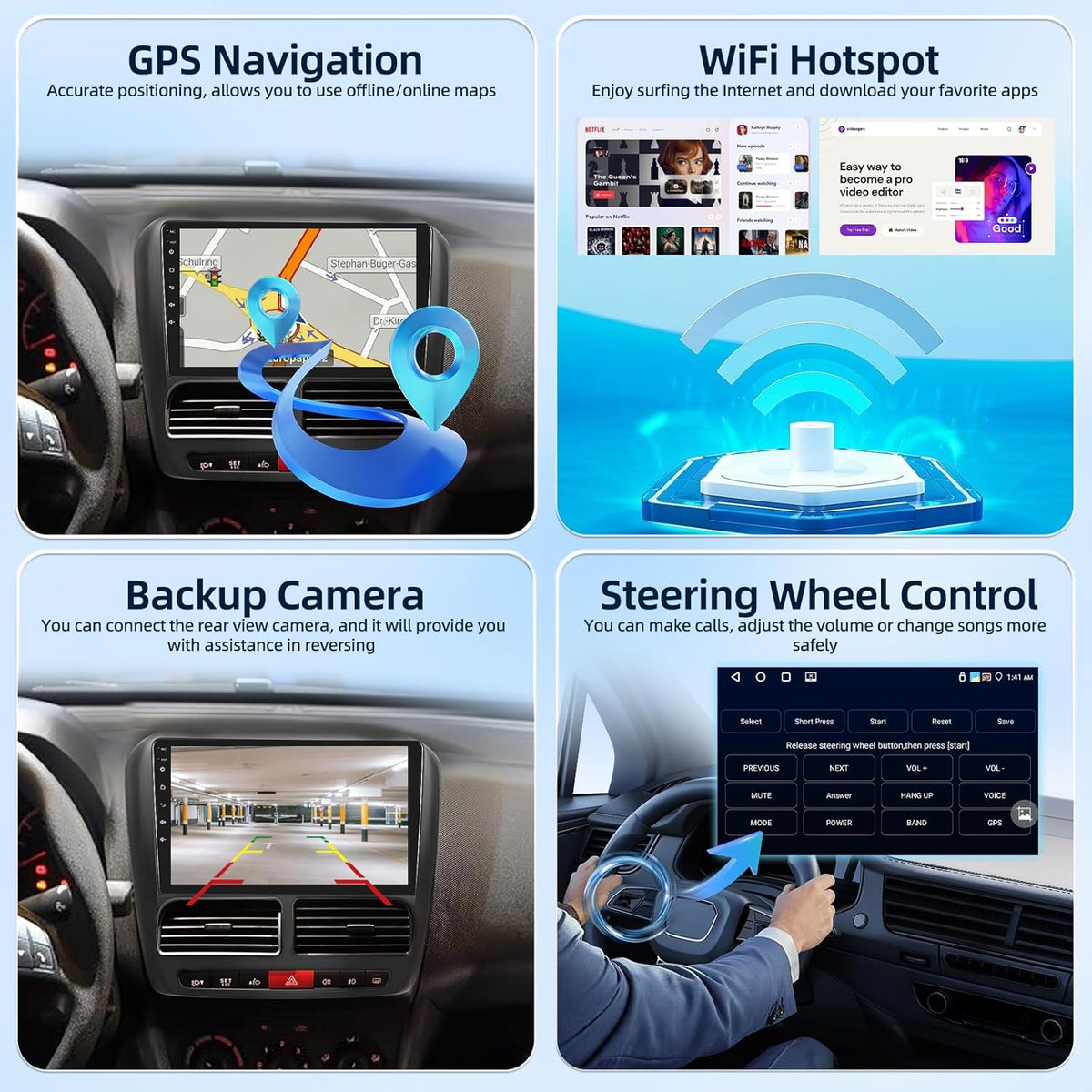 [4G+64G] Android Car Radio for Fiat Doblo 2010-2015/Opel Combo 2011-2018 with Wireless Carplay & Android Auto, 9 inch IPS Touch Screen Car Stereo with GPS, WiFi, 32EQ, Bluetooth 5.0, FM/RDS Radio