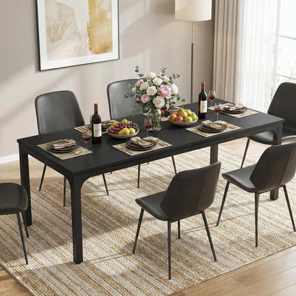 Lailang 200cm Eettafel, Kitchen Dining Table, Eetkamertafel, Houten Eettafel, Dining Table For 8, Large Long Rectangle, 200 x 70 x 75 cm, Zwart