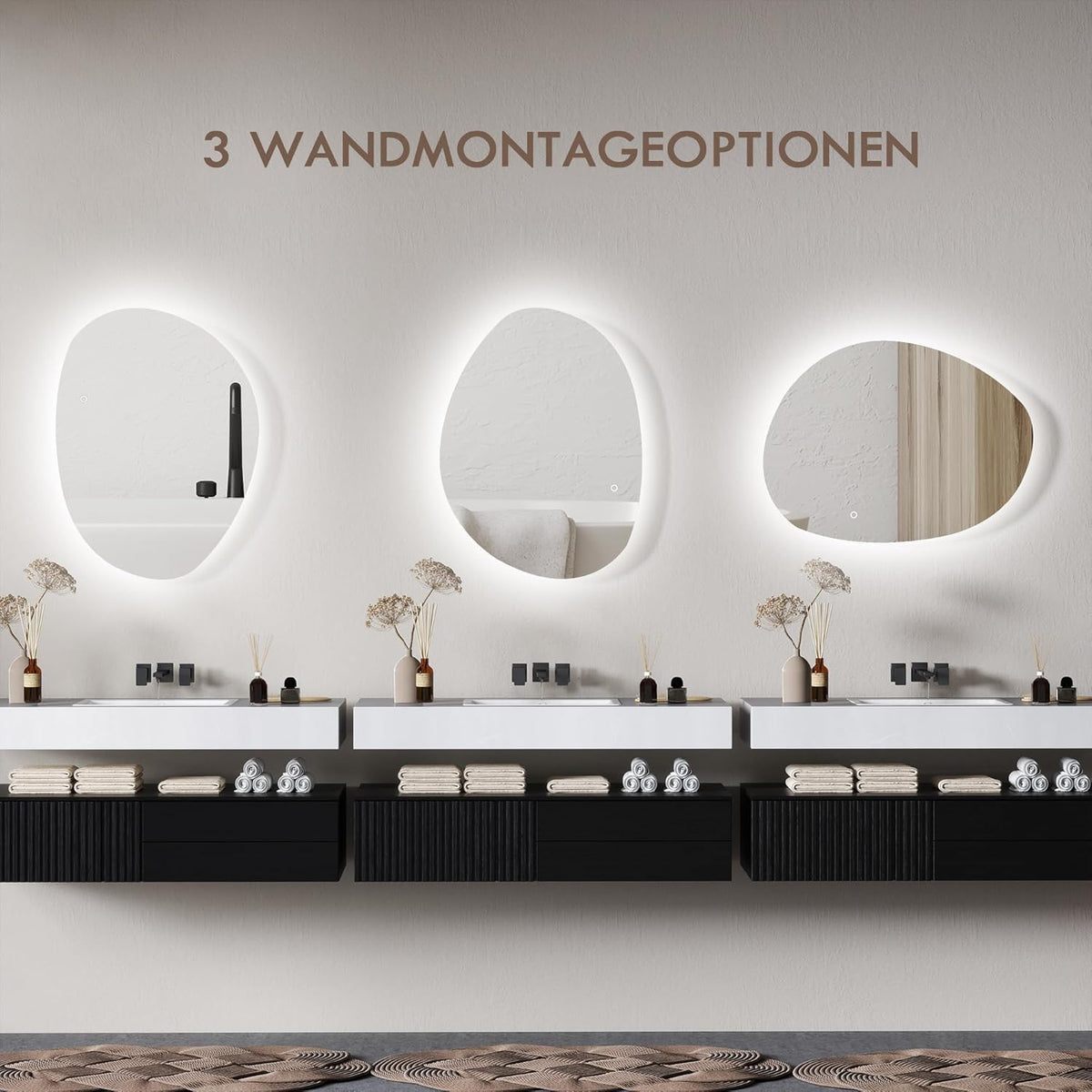 Badkamerspiegel – LED Spiegel – Verlichte Spiegel – Dimbare Spiegel – Wandspiegel – Anti-Condensfunctie – 80 x 60 cm Gehard Glas