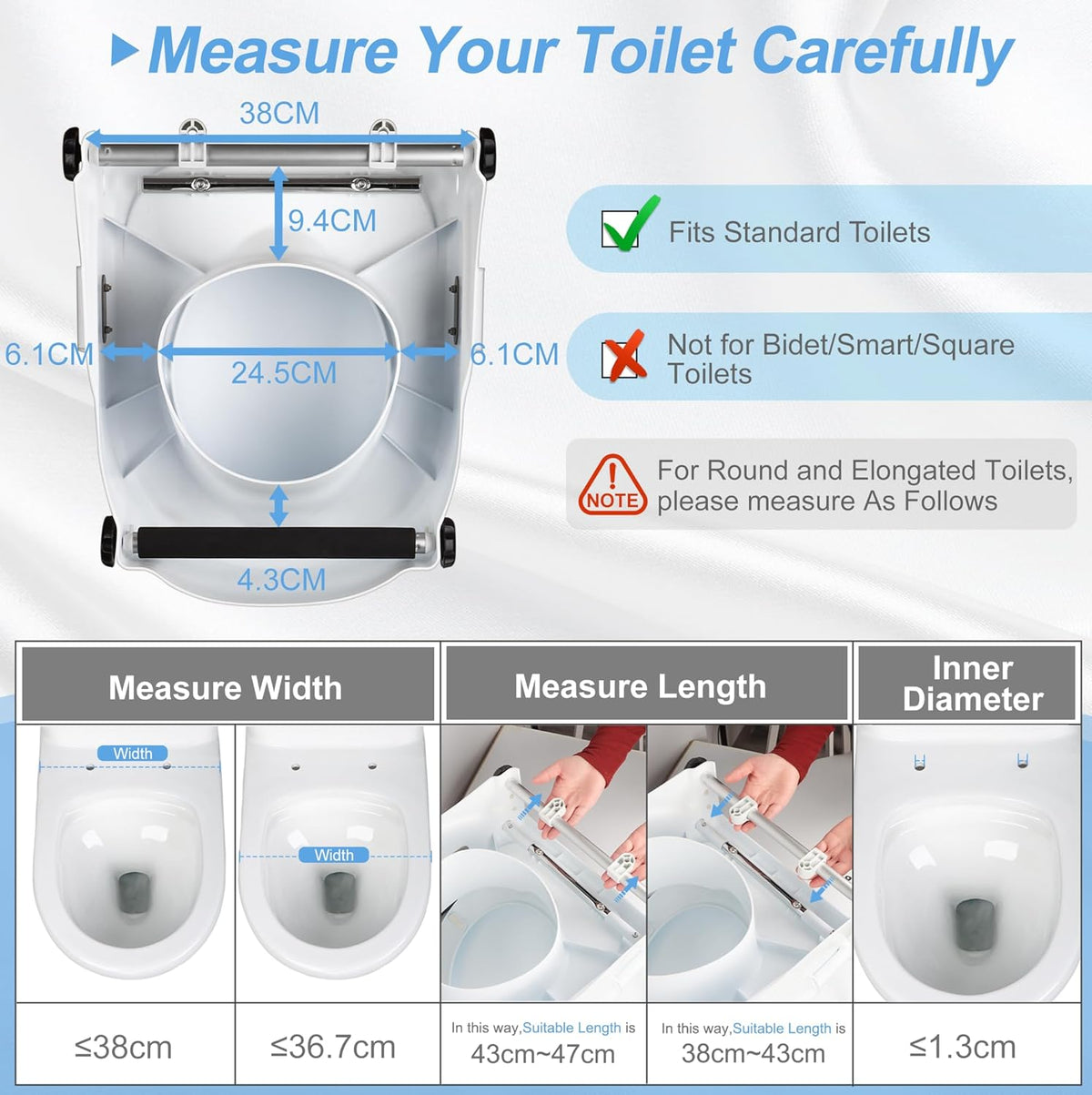 Toiletverhoger voor volwassenen, met armleuning (3 hoogtes), verstelbaar, toiletverhoging met deksel, verhoogde toiletbril, senioren, met beperkte mobiliteit