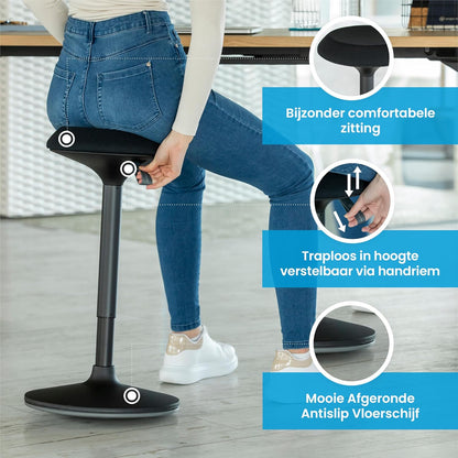 Ergotopia Dykó Ergonomische Bureaukruk - Ergonomische kruk met zwaaieffect - In hoogte verstelbaar Stabiliteitskruk 56-83 cm - 360° draaibare werkplekkruk met dynamische voet