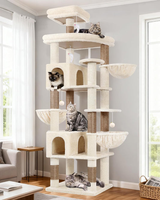 Kattenboom – Krabpaal – Klimpaal – Kattenhuis – Kattenmand – Extra Hoog 209 cm – Stevige Sisal Krabpalen