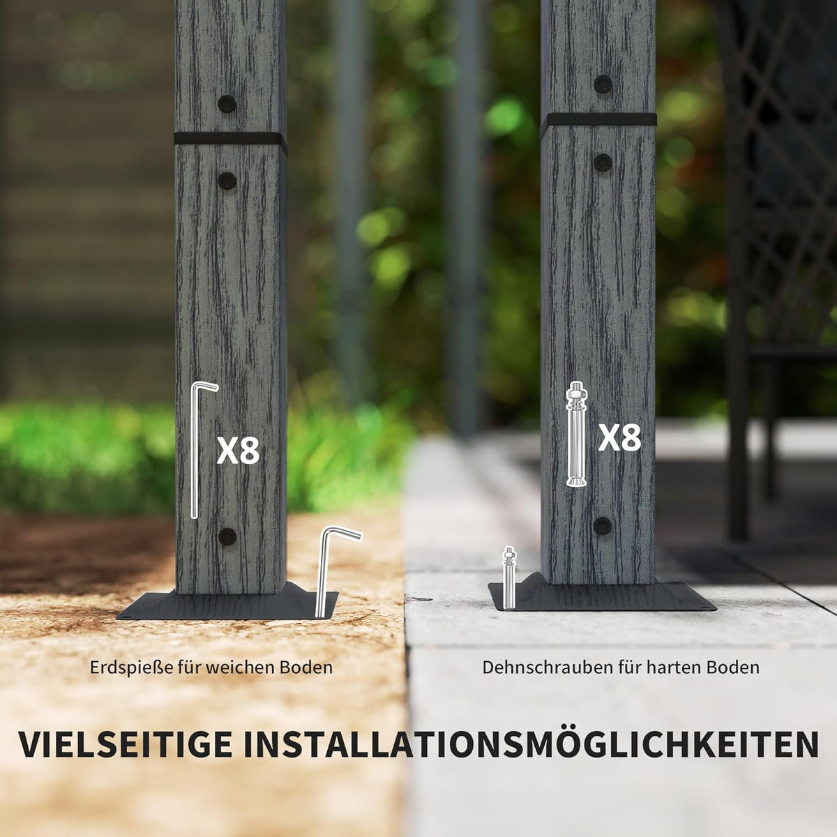 Outsunny Pergola in approx. 3x3m Garten Pavillon mit magnetischen Pad, Terrassendachung aus Aluminium, Gartenpavillon mit verstellbares Dach, Freistehend, UV Schutz 30+, für Terrasse und Garten, Grau - QUORE