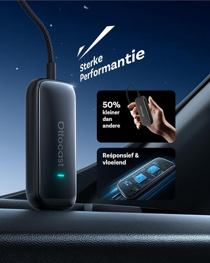 OTTOCAST Play2video Ultra, 2026 Nieuwe Draadloze CarPlay & Android Auto Adapter met YouTube Netflix, 4GB+32GB Plug & Play 5G-chip, WiFi6, CarPlay AI Box voor auto's met bekabelde CarPlay na 2016