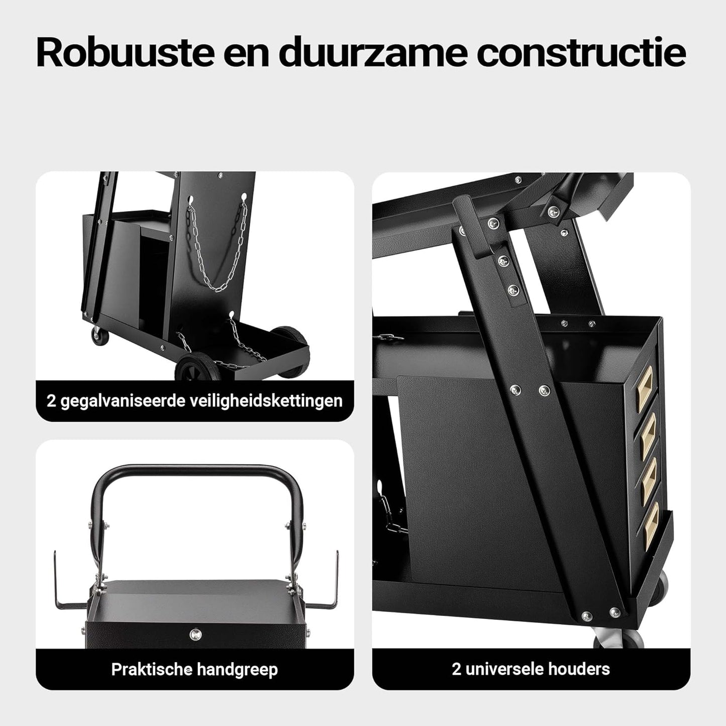 Laswagen Met 4 Schuifladen – Laskar – Werkplaatswagen – Laswagen Voor Lasapparatuur – Wagen Voor Lasmachine En Onderdelen – Staal – 100 Kg Draagvermogen