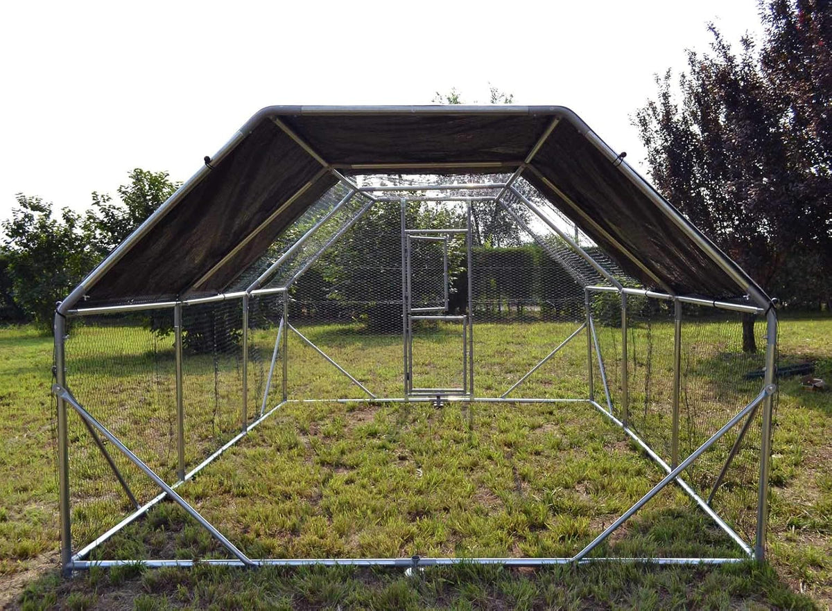XXL Open Aviary for Pets 4x3x2m or Chicken Coop with Water Repellent Sun Hood and Door - QUORE