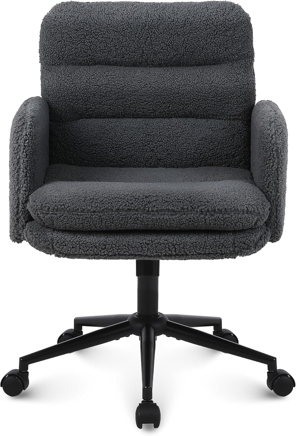 Youhauchair Bureaustoel, Imitatie Kasjmier Office Chair, Comfortabele Make-up Stoel met Verstelbare Hoogte, Ergonomic Chair Bureaustoelen voor Thuis en Slaapkamer, Donkergrijs