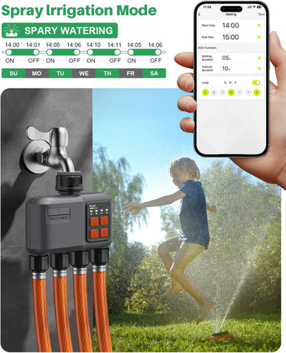 Wifi-irrigatieprogrammeerder, 4 uitgangen met gateway, RF-technologie 300 m, automatische irrigatietimer voor tuinirrigatie, compatibel met Alexa en Smart Life app
