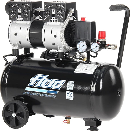 FIAC Mobiele luchtcompressor Supersilent 24, olievrije luchtcompressor, maximale druk 8 bar, vermogen 1 pk, tank 24 liter, geluidsniveau 58 dB LpA