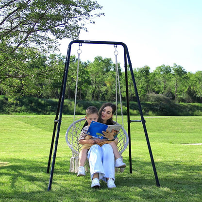 Hangmatstandaard, hangstoel standaard max load 300 lbs, schommelstandaard, outdoor of indoor hangmat met standaard (zwart)