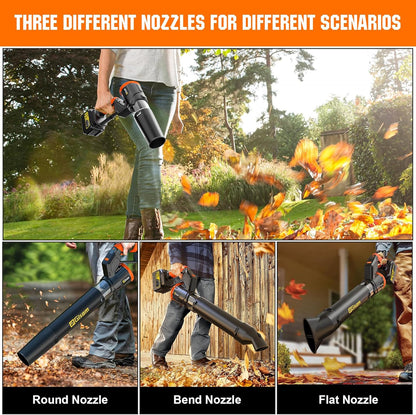 Accubladblazer, 2-in-1 bladblazer borstelloze met 2x6.0Ah accu's, Leaf Blower 3-versnellingen Max 800000RPM, luchthoeveelheid 850m³/h, verticale en horizontale modus bladblazer voor tuin, bladeren