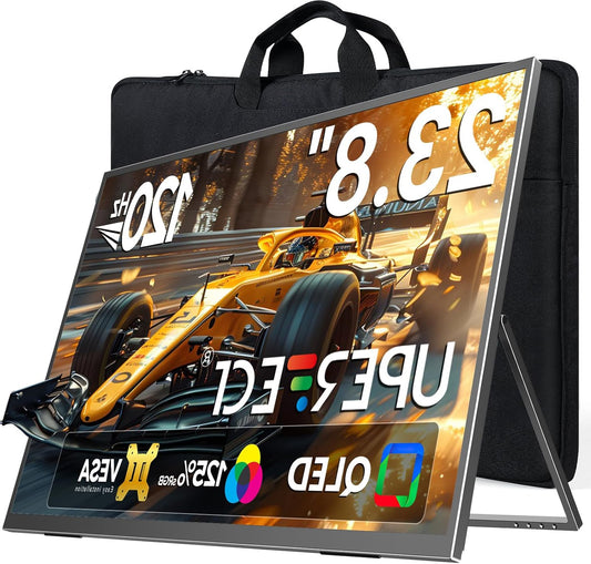 UPERFECT 23.8 Inch 120Hz QLED Portable Gaming Monitor FHD 1080P 100% SRGB Large Second Mat Screen 180° Adjustable Standard USB C HDMI for Laptop/MacBoo/SteamDec/Smartphone/Mini PC, VESA compatible - QUORE