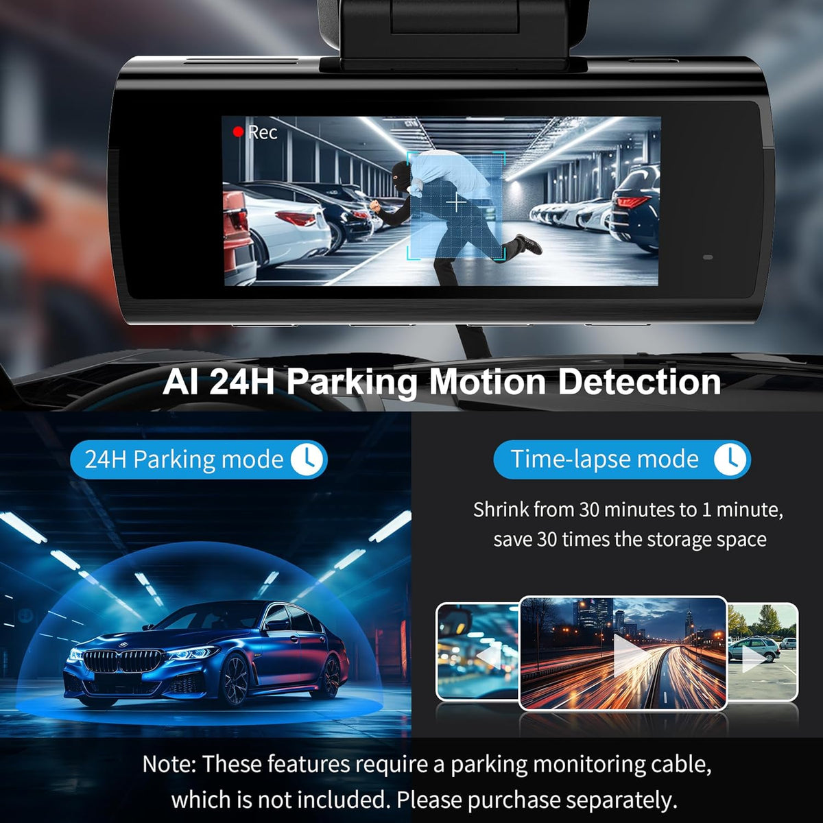 Dashcam – Autocamera – Rijcamera – Dashboardcamera – Voor En Achtercamera – 4K Voor + 1080P Achter – Nachtzicht In Ware Kleuren