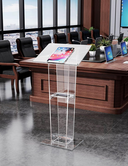 Acryl podium – Spreekgestoelte – Lessenaar – Preekstoel – Katheder – Transparant acryl – Extra opbergplank