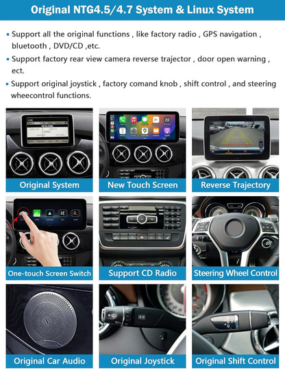 Ninetom 10.25 inch car radio touch screen for 2013-2015 Mercedes Benz A/B class GLA CLA W176 W246 C117 X117 X156 with NTG 4.5/4.7 system, supports Apple Carplay/Android Auto/Mirrorlink - QUORE