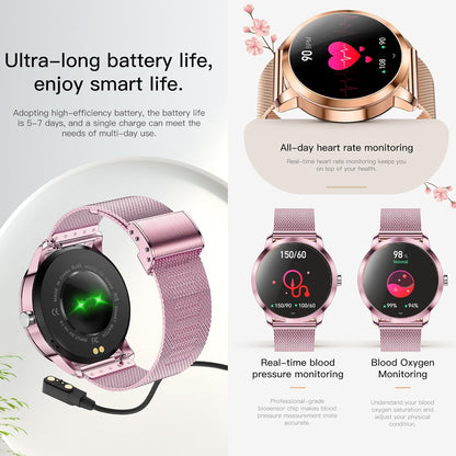 Smartwatch voor Damen met Bluetooth Bellen, 3 Armbanden, 1,09" Slimme Horloge, IP68 Waterdicht Sporthorloges, Hartslagmeter, SpO2, Slaapmonitor, Fitnesstrackerhorloge voor Android/iOS (Roze)