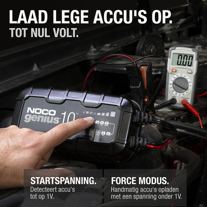 NOCO GENIUS10EU, 10A Automatische Oplader, 6V en 12V Batterijlader, AGM, SLA, Gel en Lithium Auto-Acculader, Onderhoudslader, Druppellader en Desulfator - Auto, Motorfiets, Boot, SUV, ATV, RV, Camper