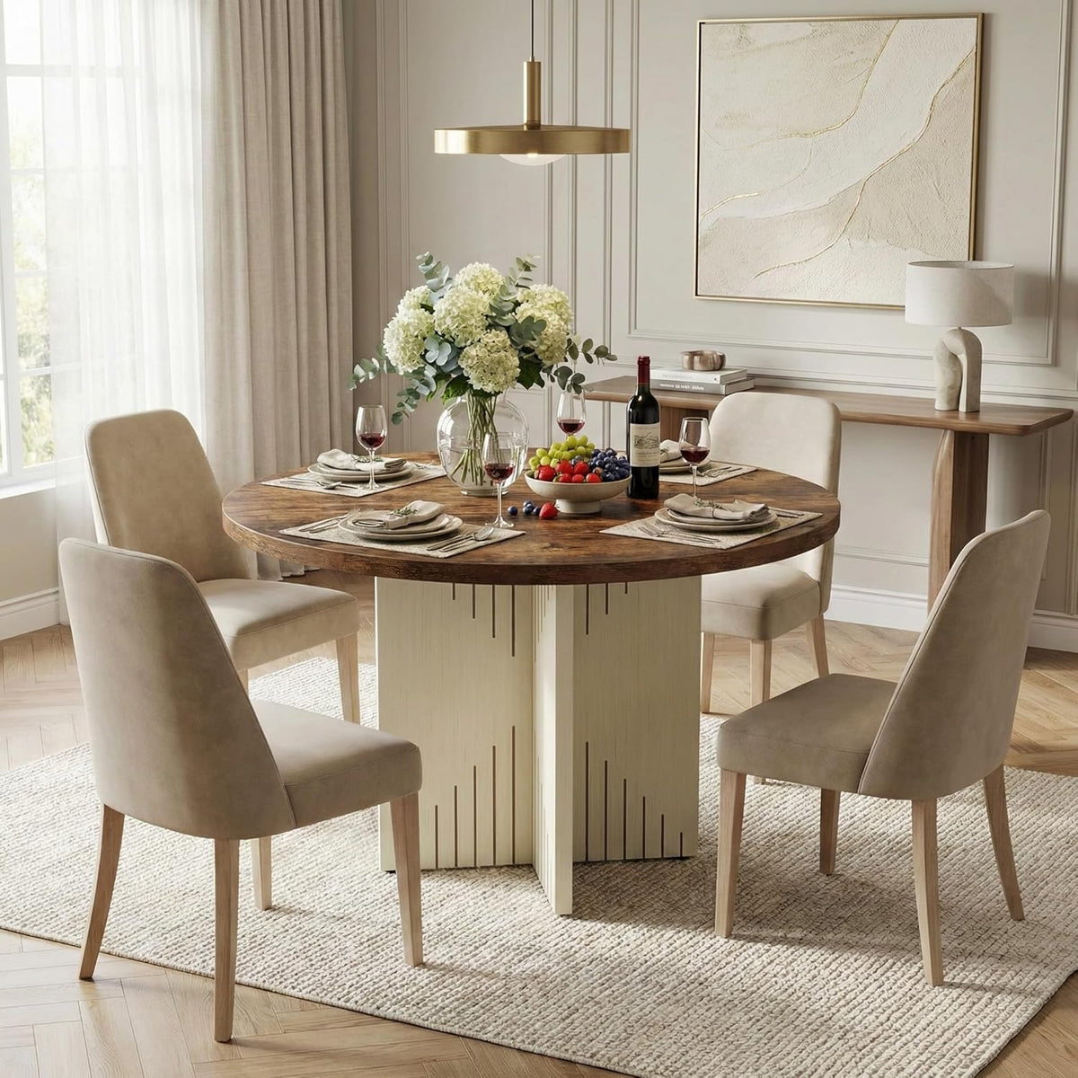 Ronde Eettafel – Eetkamertafel – Tafel – Bistrotafel – Keukentafel – 100 cm Diameter – MDF Met Kruisvoet