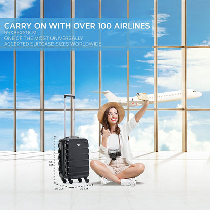 Flight Knight 55x35x25cm Lichtgewicht ABS met 4 koffers, koffer Handbagage Handbagage Goedgekeurd ryanair, easyjet, KLM