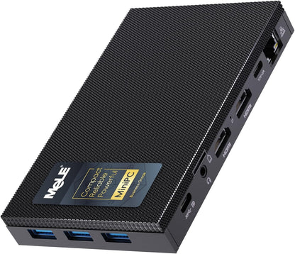 MeLE Quieter3C Fanless Mini PC N5100 8 GB geheugen 128 GB opslag, ultradunne, stille en draagbare desktopcomputer met volledige functie USB-C, Gigabit Ethernet, IPXE, PD3.0, automatisch inschakelen