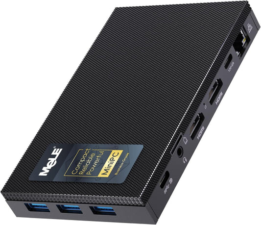 MeLE Quieter3C Fanless Mini PC N5100 8 GB geheugen 128 GB opslag, ultradunne, stille en draagbare desktopcomputer met volledige functie USB-C, Gigabit Ethernet, IPXE, PD3.0, automatisch inschakelen