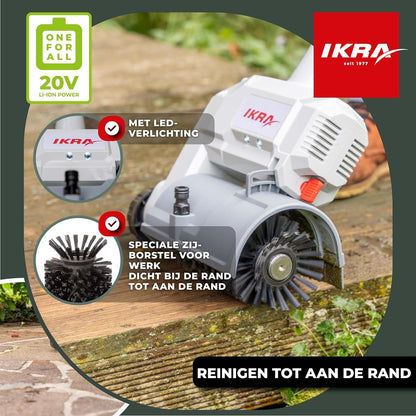 IKRA oppervlaktereiniger voegreiniger Vario Brush IATR 20, incl. nylon oppervlakteborstel, stalen voegenborstel, accu & oplader